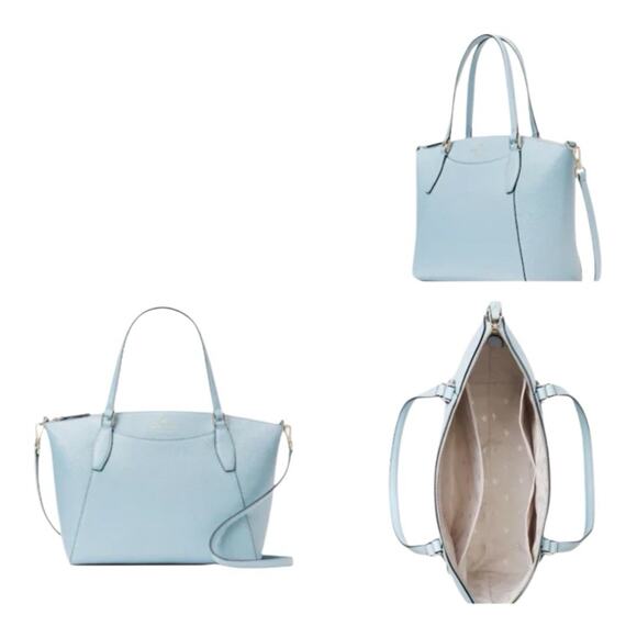 New Kate Spade Parker Pebbled Leather Satchel Frosty Sky Blue - Picture 5 of 16